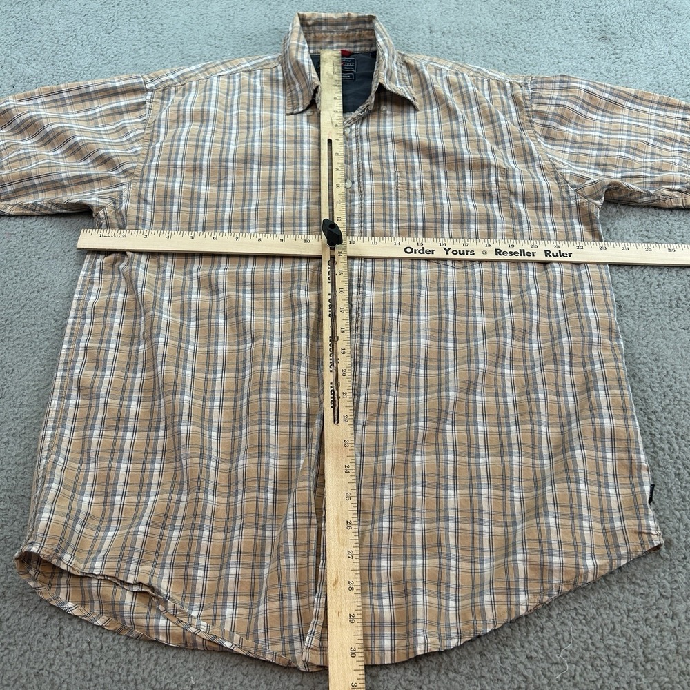 Wrangler Shirt Mens Medium Measures 44x30 Multicolor Cool River Cotton - Picture 7 of 13